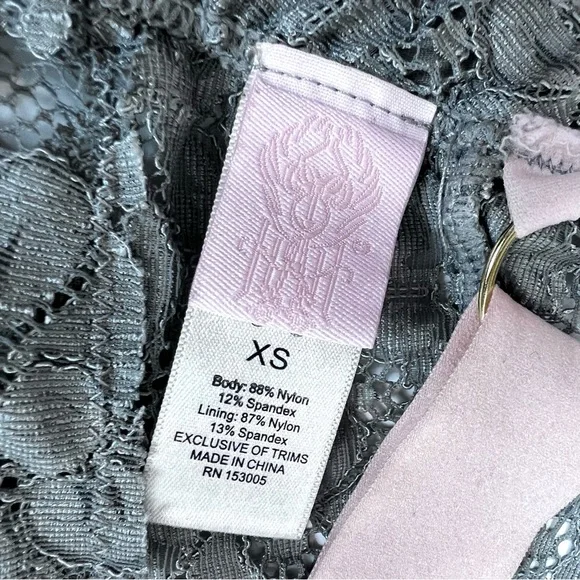 HAH Hot As Hot Got UR Back Gray Silver Lace Bra Size XS - Picture 7 of 13